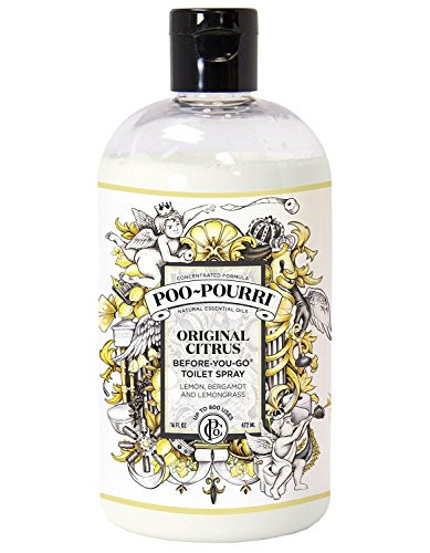 Poo-Pourri Before-You-Go Toilet Spray 16-Ounce Refill Bottle, Original + Free Poo-Pourri Before-You-Go Toilet Spray 4ml Travel Size Disposable Spritzer