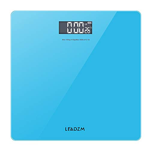 Digital Body Weight Bathroom Scale with Step-on Technology 12 x 12 6mm Tempered Glass High Accuracy and Precision 400 lbs Max Large Premium Backlit Display Batteries Included -Blue- Digital Body Weight Bathroom Scale with Step-on Technology 12 x 12 6mm Tempered Glass High Accuracy and Precision 400 lbs Max Large Premium Backlit Display Batteries Included -Blue-