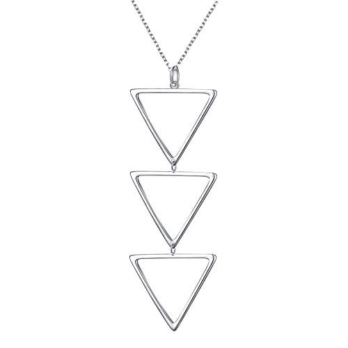Long Chain Necklace S925 Sterling Silver 3 Triangle Large Statement Pendant for Women Jewelry Long Chain Necklace S925 Sterling Silver 3 Triangle Large Statement Pendant for Women Jewelry