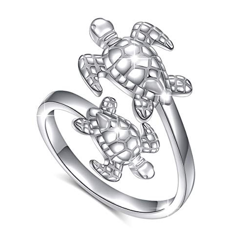 Alphm S925 Sterling Silver Turtle Ring Adjustable Wrap Open Spoon Rings Women Girl 8 Alphm S925 Sterling Silver Turtle Ring Adjustable Wrap Open Spoon Rings Women Girl 8