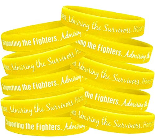 Fight Like a Girl Supporting Admiring Honoring Wristband Bracelet for Bladder Cancer Sarcoma -Yellow -10 Pack-