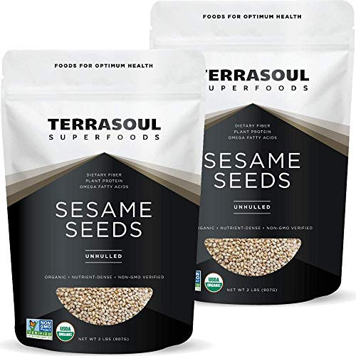 Terrasoul Superfoods Organic Unhulled Sesame Seeds 4 Lbs -2 Pack- - Gluten Free Raw Keto Friendly