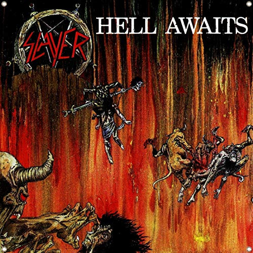 Daoops SLAYER Hell Awaits Tapestry Fabric Flag BANNER HUGE 4X4 Ft Poster