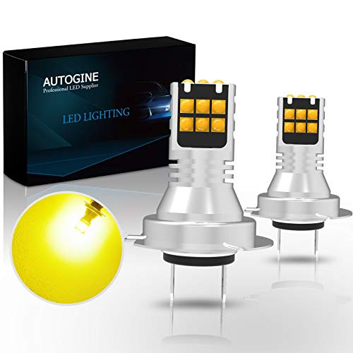 AUTOGINE H7 LED Fog Light Bulbs 2600 Lumens Extremely Bright 3030-SMD 64210 LED Bulbs for Auto Motorcycle Cars Trucks SUV Fog DRL Lights-3000K Golden Yellow- AUTOGINE H7 LED Fog Light Bulbs 2600 Lumens Extremely Bright 3030-SMD 64210 LED Bulbs for Auto Motorcycle Cars Trucks SUV Fog DRL Lights-3000K Golden Yellow-