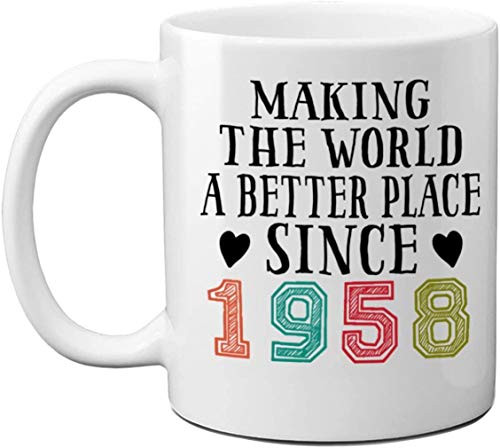 1958 62nd Birthday Mugs for Men Women Birthday Gift for Him Her Making The World A Better Place Since 1958 Coffee Mugs 62 Years Old Vintage Birthday Presents for Friends Coworker 11oz White Mug 1958 62nd Birthday Mugs for Men Women Birthday Gift for Him Her Making The World A Better Place Since 1958 Coffee Mugs 62 Years Old Vintage Birthday Presents for Friends Coworker 11oz White Mug