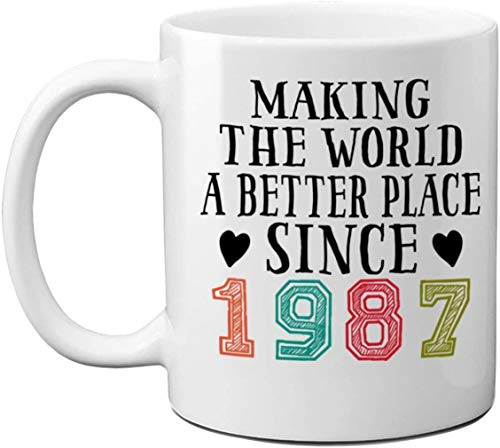 1987 33rd Birthday Mugs for Men Women Birthday Gift for Him Her Making The World A Better Place Since 1987 Coffee Mugs 33 Years Old Vintage Birthday Presents for Friends Coworker 11oz White Mug 1987 33rd Birthday Mugs for Men Women Birthday Gift for Him Her Making The World A Better Place Since 1987 Coffee Mugs 33 Years Old Vintage Birthday Presents for Friends Coworker 11oz White Mug