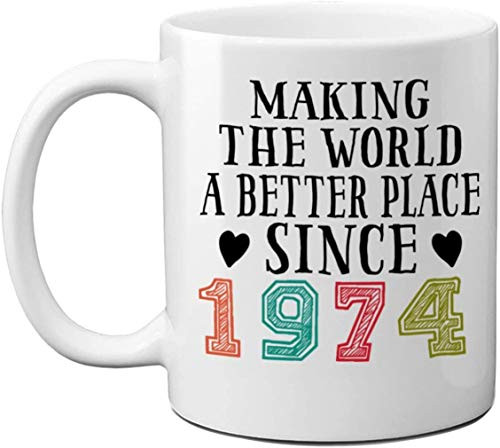 1974 46th Birthday Mugs for Men Women Birthday Gift for Him Her Making The World A Better Place Since 1974 Coffee Mugs 46 Years Old Vintage Birthday Presents for Friends Coworker 11oz White Mug 1974 46th Birthday Mugs for Men Women Birthday Gift for Him Her Making The World A Better Place Since 1974 Coffee Mugs 46 Years Old Vintage Birthday Presents for Friends Coworker 11oz White Mug