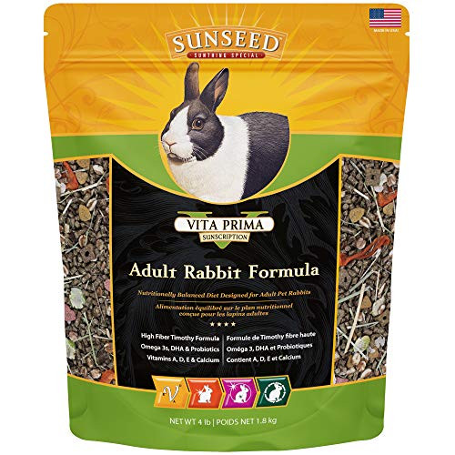 Sunseed 49080 Vita Prima Sunscription Adult Rabbit Food - High Fiber Timothy Formula 4 LBS