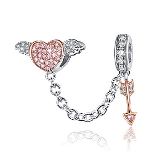 BAMOER 925 Sterling Silver Heart Charms Beads for Snake Chain Bracelet Arrow of Cupid BAMOER 925 Sterling Silver Heart Charms Beads for Snake Chain Bracelet Arrow of Cupid
