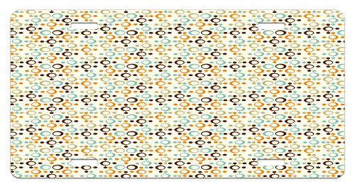 Ambesonne Abstract License Plate Funky Molecule Like with Circles and Dots Science Lab Theme High Gloss Aluminum Novelty Plate 5.88 inch X 11.88 inch Orange Grey Pale Blue