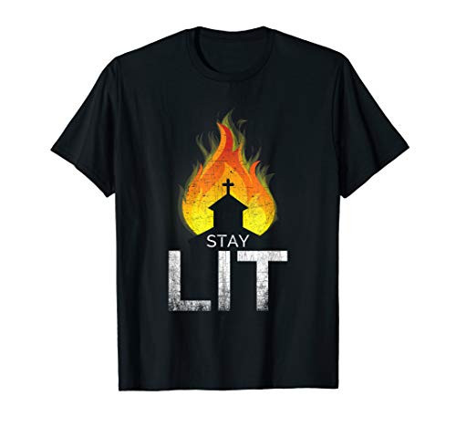 Stay Lit Occult Burning Church Satanic Witchcraft Design T-Shirt