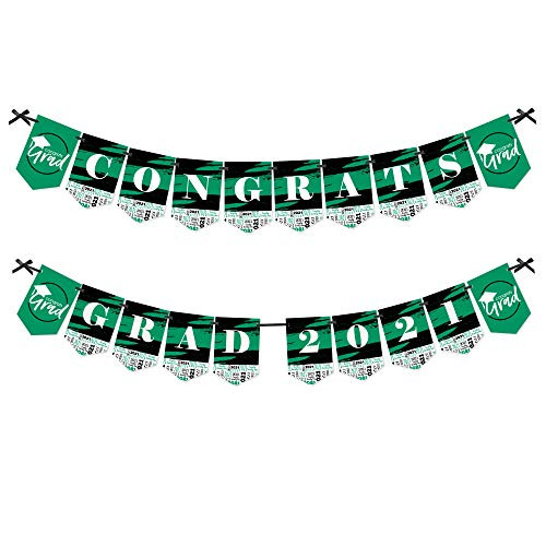 Big Dot of Happiness Green Grad - Best is Yet to Come - Green Graduation Party Bunting Banner - Party Decorations - Congrats Grad 2021