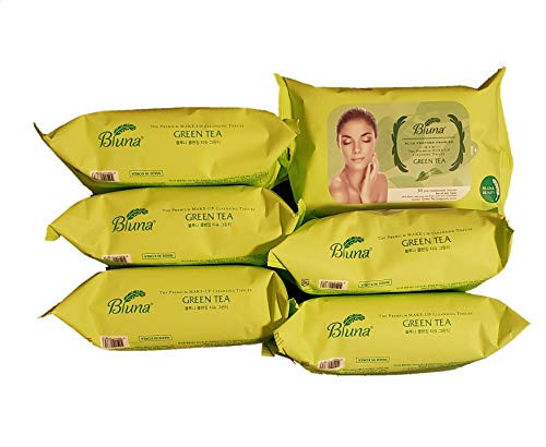 Bluna Make Up Remover Cleansing Tissue With Green Tea -6-Pack-