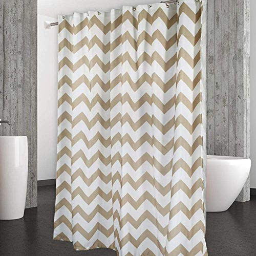 CAROMIO Shower Curtain 78 inch Long Chevron Striped Geometric Fabric Shower Curtain for Bathroom Tan/White 72x78 Inch