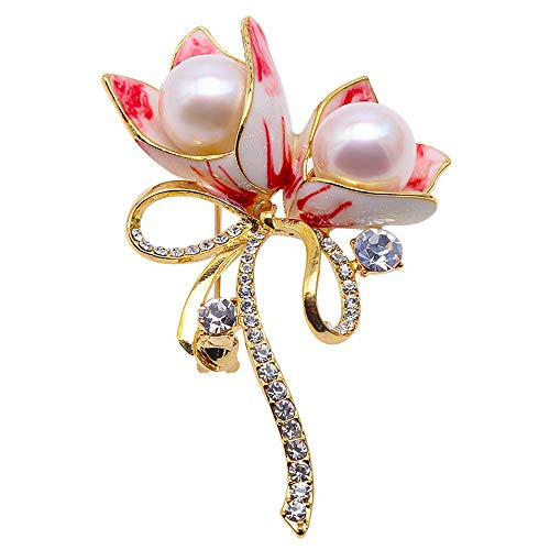 JYX Pearl Floral Brooch Lotus-Style 11.5mm White Freshwater Cultured Pearl Brooch Pin for Women Jewelry Brooches JYX Pearl Floral Brooch Lotus-Style 11.5mm White Freshwater Cultured Pearl Brooch Pin for Women Jewelry Brooches