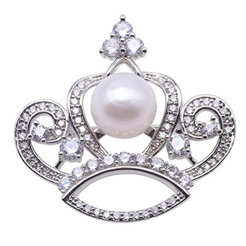 JYX Crwon Brooch 10mm White Freshwater Cultured Pearl Brooch-Silver Tone JYX Crwon Brooch 10mm White Freshwater Cultured Pearl Brooch-Silver Tone