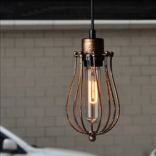 WINSOON 1PC Modern Style Metal Lamp Wall Lamp Vintage Loft Pendant Light Retro Cage Design -Brown-