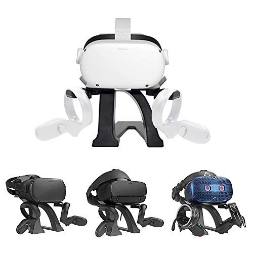 HIJIAO 2020 Upgraded VR Stand Headset Display Holder and Controller Holder Mount Station for Oculus Quest 2 /Oculus Ques/Rift/Rift S/GO/HTC Vive/Vive Pro/Valve Index VR Headset and Touch Controllers