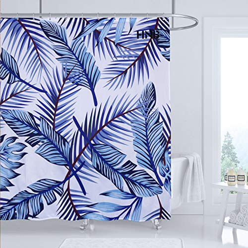 HNB Blue Tropical Shower Curtain Set Tropical Palm Leaves Bath Curtain for Bathroom Decor Waterproof Polyester Fabric Curtain with 12 Hooks 72x72 inches HNB Blue Tropical Shower Curtain Set Tropical Palm Leaves Bath Curtain for Bathroom Decor Waterproof Polyester Fabric Curtain with 12 Hooks 72x72 inches
