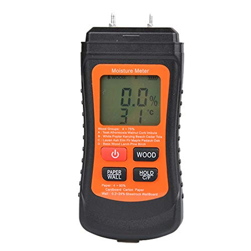 FAMKIT Wood Moisture Meter Digital Moisture Mold Detector Tester Paper Humidity Tester Wall Timber Damp Tester with Temperature Display