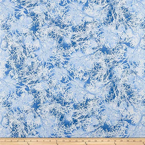 Timeless Treasures Winter Freeze Snowy Tree Branches Blue Quilt Fabric
