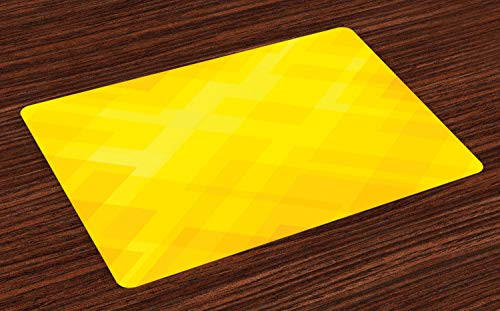Ambesonne Yellow Place Mats Set of 4 Contemporary Art Inspirations in Yellow Toned Geometrical Rhombus Arrangement Washable Fabric Placemats for Dining Table Standard Size Marigold Yellow