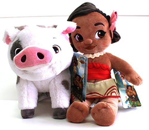 Disney's Moana & Pua, Plush Toys - Disney Animators Collection - Moana is 12 inches tall - Pua is 7inches tall and 10 inches long - Genuine, Original, Authentic, Disney Store