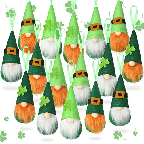 St Patricks Day Gnome Irish Leprechaun Tomte Handmade Scandinavian Folklore Shamrock Elf Dwarf Elf Scandinavian Gnomes for St. Patricks Day Home Decoration -16-