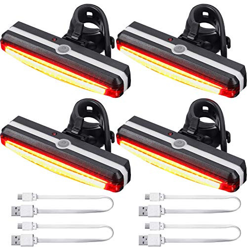 4 Pieces USB Rechargeable Bike Tail Light Bright LED Bicycle Rear Light Waterproof Back Bike Light with USB Cables for Cycling Safety 4 Pieces USB Rechargeable Bike Tail Light Bright LED Bicycle Rear Light Waterproof Back Bike Light with USB Cables for Cycling Safety