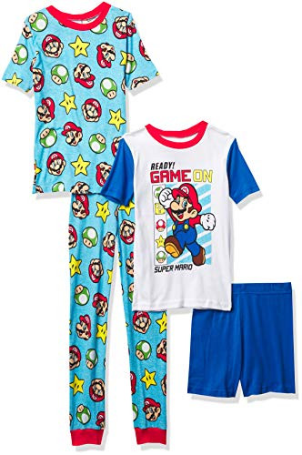 SUPER MARIO Brothers Big Nintendo Boys 4-Piece Cotton Pajama Set Ready Play