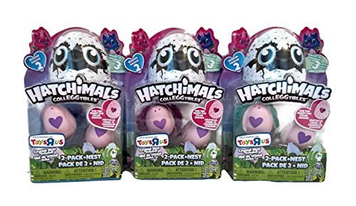 Exclusive Hatchimals CollEGGtibles Owlicorn Season 2 2-Pack + Different Colors of Nest Complete Set of 6 Owlicorn Figures (Set of 3)