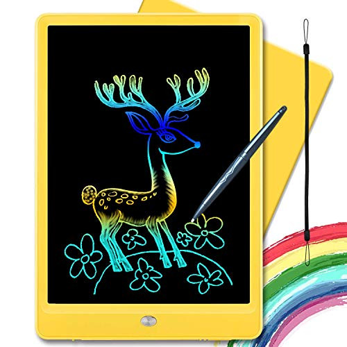 KURATU LCD Writing Tablets for Kids 10 inch Rainbow Edition Electronic Drawing Board Kids Toys Writing Board  and  Drawing Tablet Doodle Board Writing Tablets -Yellow-