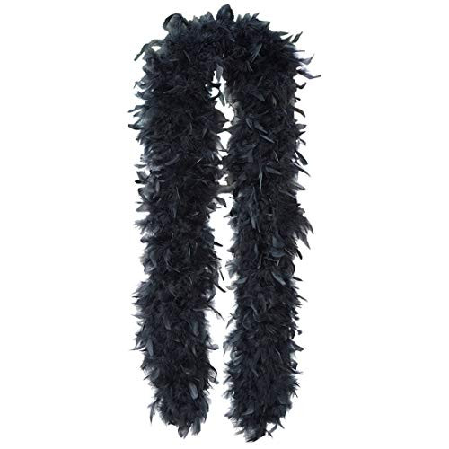 ZAWAGIIK 160g Fluffy Chandelle Feather Boa Marabou 1920s Feather Boa Crafting Black