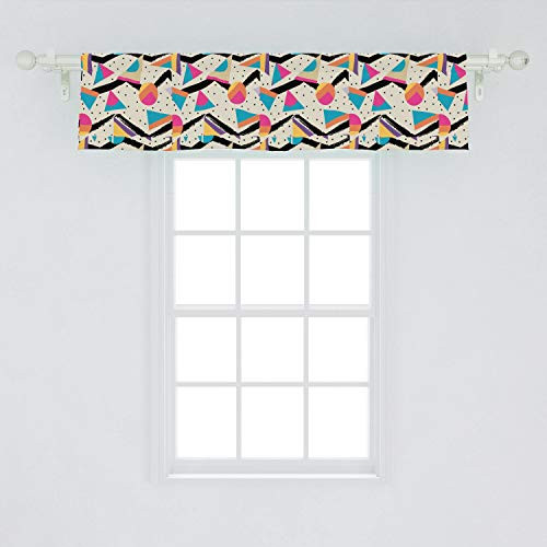 Ambesonne Vintage Window Valance Vintage 80s Style Geometrical Pattern with Triangles and Circles in Memphis Fashion Curtain Valance for Kitchen Bedroom Decor with Rod Pocket 54 inch X 12 inch Orange Pink Ambesonne Vintage Window Valance Vintage 80s Style Geometrical Pattern with Triangles and Circles in Memphis Fashion Curtain Valance for Kitchen Bedroom Decor with Rod Pocket 54 inch X 12 inch Orange Pink