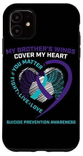 iPhone 11 Teal Purple Suicide Ribbon Brother Suicide Awareness Phone Case