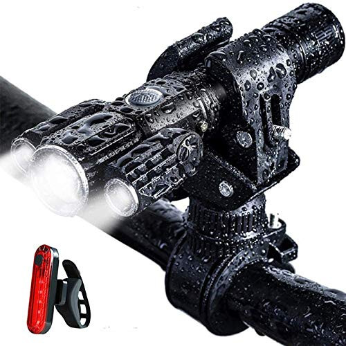 Oyeeice USB Rechargeable Bike Light Set Super Bright Front Headlight and Rear LED Bicycle Light Waterproof Easy to Install for Kids Men Women Road Cycling Safety Commuter Flashlight