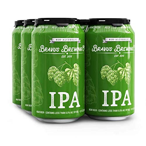 Bravus Non-Alcoholic West Coast IPA - 6 Pack x 12 Fl Oz Cans - Low-Calorie Award Winning NA Craft Brew