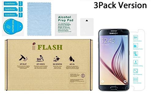 Samsung Galaxy S6 Glass Screen Protector, iFlash [3 Pack] Crystal Clear Tempered Glass Screen Protector for Samsung Galaxy S6 - HD Clear / 2.5D Rounded Edges/Scratch Proof/Bubble Free