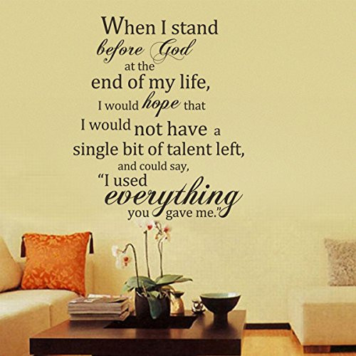 DigTour WallArt When I Stand Before God Vinyl Bible Wall Decal Inspirational Wall Quote Christian Wall Sticker Wall Letters Phrase Words Wall Graphic Living Room Art Decoration Dark Brown