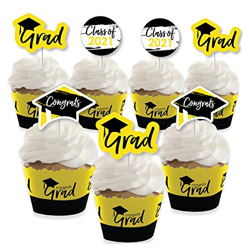 Big Dot of Happiness Yellow Grad - Best is Yet to Come - Cupcake Decoration - 2021 Yellow Graduation Party Cupcake Wrappers and Treat Picks Kit - Set of 24 Big Dot of Happiness Yellow Grad - Best is Yet to Come - Cupcake Decoration - 2021 Yellow Graduation Party Cupcake Wrappers and Treat Picks Kit - Set of 24