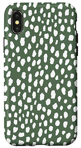 iPhone X/XS Sage Green Polka Dot Spots Dalmatian Pattern Case