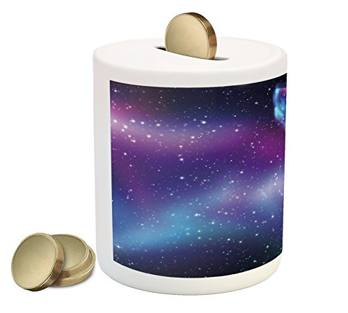 Ambesonne Fantasy Piggy Bank Psychedelic Northern Starry Sky with Spirit of a Wolf Aurora Borealis Display Printed Ceramic Coin Bank Money Box for Cash Saving Blue Purple Ambesonne Fantasy Piggy Bank Psychedelic Northern Starry Sky with Spirit of a Wolf Aurora Borealis Display Printed Ceramic Coin Bank Money Box for Cash Saving Blue Purple