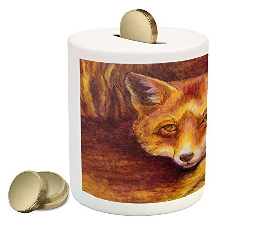 Ambesonne Fox Piggy Bank Monochromatic Fox Resting Painting Style Display Vibrant Animal Art Printed Ceramic Coin Bank Money Box for Cash Saving Yellow Orange Burnt Sienna Ambesonne Fox Piggy Bank Monochromatic Fox Resting Painting Style Display Vibrant Animal Art Printed Ceramic Coin Bank Money Box for Cash Saving Yellow Orange Burnt Sienna