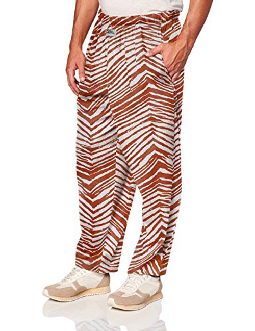 Zubaz Mens Classic Zebra Printed Athletic Lounge Pants Burnt Brown/White L