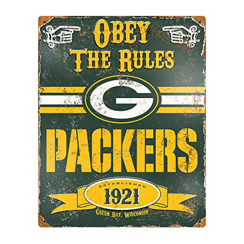 Party Animal NFL Embossed Metal Vintage Green Bay Packers Sign