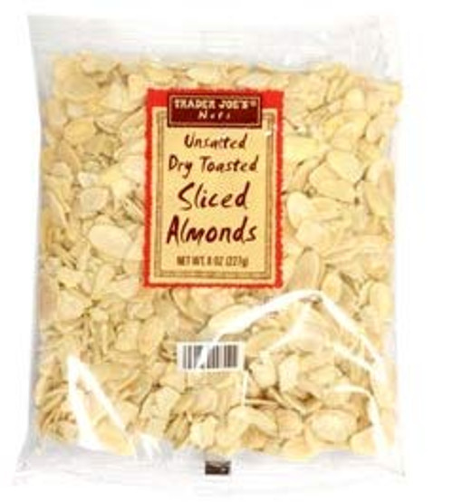 Trader Joes Unsalted Dry Toasted Sliced Almonds 8 oz -Pack of 2- Trader Joes Unsalted Dry Toasted Sliced Almonds 8 oz -Pack of 2-
