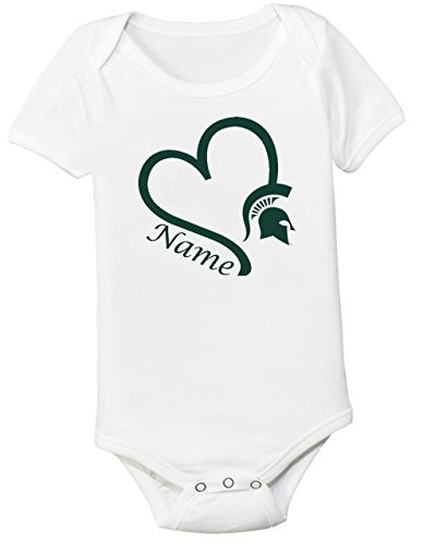 Future Tailgater Michigan State Spartans Personalized Heart Baby Onesie -3-6 Months-