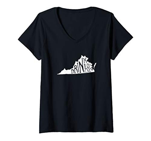 Womens Drink Local Virginia State Outline Craft Beer V-Neck T-Shirt Womens Drink Local Virginia State Outline Craft Beer V-Neck T-Shirt