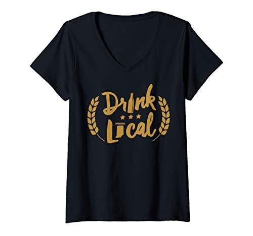 Womens Drink Local Beer Indiana Craft Brewery V-Neck T-Shirt