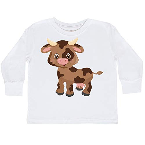inktastic Cute Brown Cow with Brown Toddler Long Sleeve T-Shirt 3T White 3a3a8 inktastic Cute Brown Cow with Brown Toddler Long Sleeve T-Shirt 3T White 3a3a8